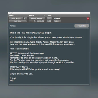 Track Notes III